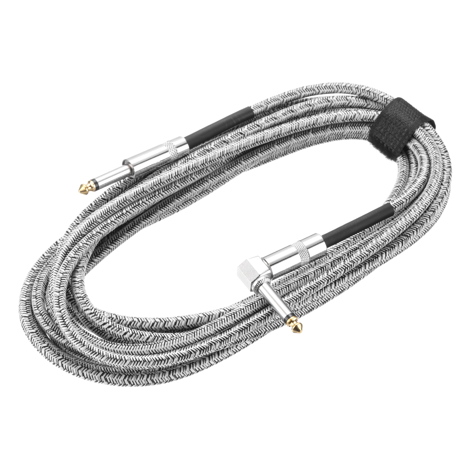 1 PCS Guitar Instrument Cable 20 Feet 1/4" to 1/4" 6.35mm Straight to Right Angle Interconnect Cord Braided Grey