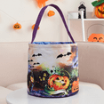 thumbnail image 1 of 1 PCS Halloween Candy Bucket Halloween Basket with Lights Trick or Treat Bag Reusable Carrying Bucket Pumpkin Candy Gift Basket Children's Party Supplies Favors (Purple ), 1 of 3