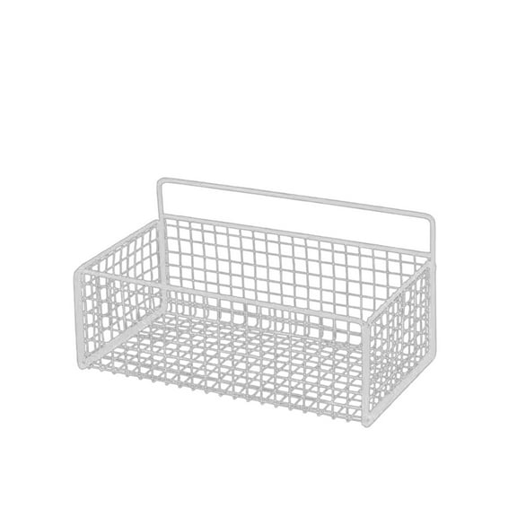 1 PCS Hanging Wire Baskets for Organizing-Hanging Metal Basket Storage with Wall Grid Panel, Rust-Resistant Iron for Kitchen Bathroom Home Decor(White)