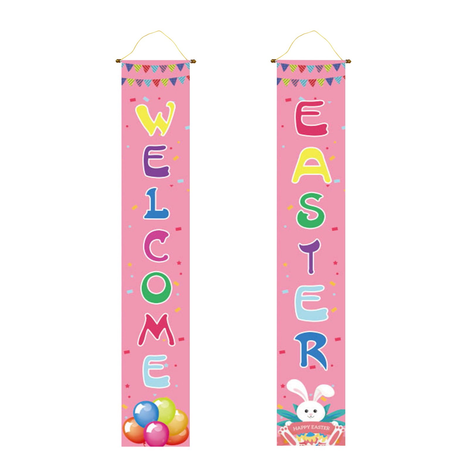 1 PCS Happy Easter Porch Banner Bunny Egg Rabbit Party Front Door Sign
