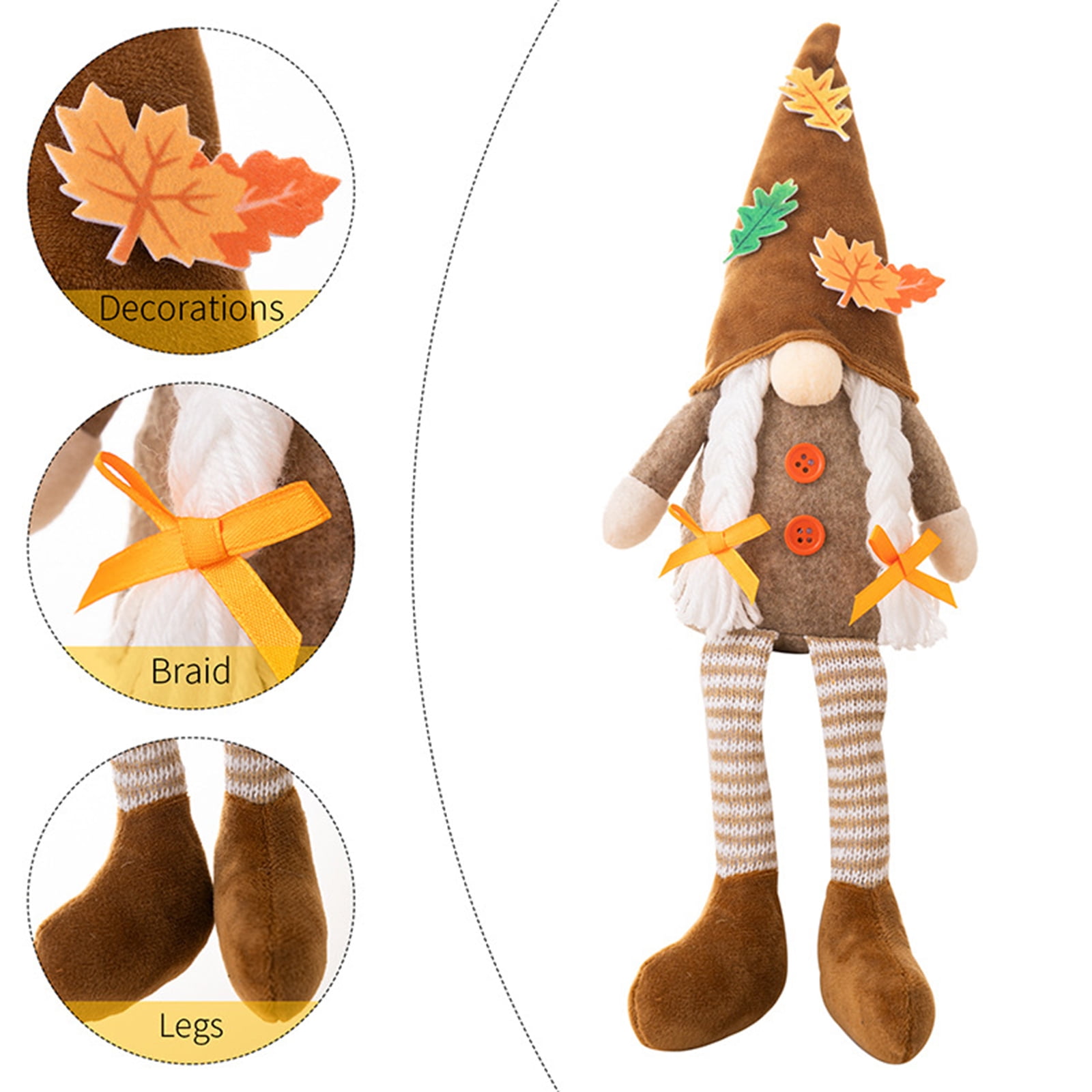 Harvest Thanksgiving Gnomes Plush Dolls | Set Of 2 Autumn Elf Figurines With Pumpkins & Maple Leaves - Home Decor