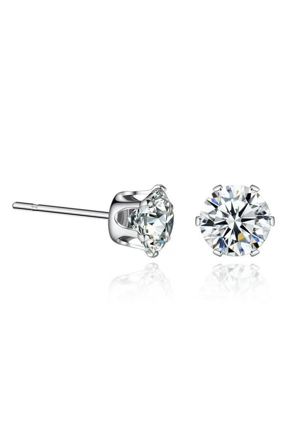 1 PCS Hypoallergenic Silver Hexagonal Diamond Stud Earrings for Women Work Casual Wear