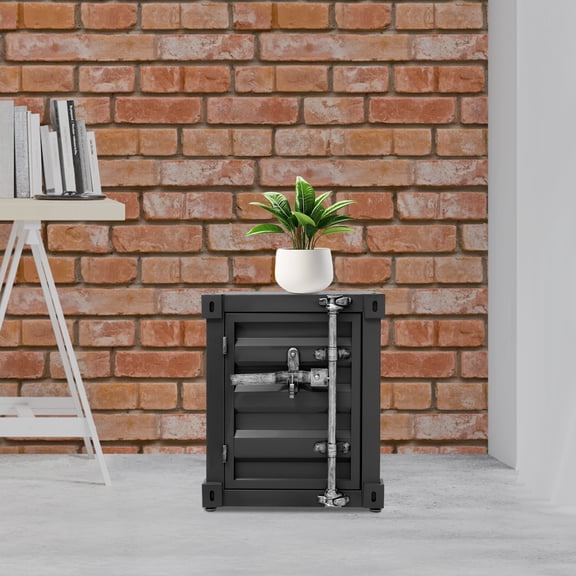 1 PCS Industrial Style Container Cabinet, Iron Bedside Cabinet Lockable Storage Cabinet, used in Office, Home, Hotel, Store