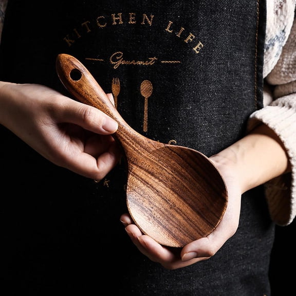 1 PCS Kitchen Turner Spatula Rice Spoon Long Wooden Turner Pancakes Shovel Paddle Serving Spoon Utensils 18 7.5cm Cooking Sale Hot