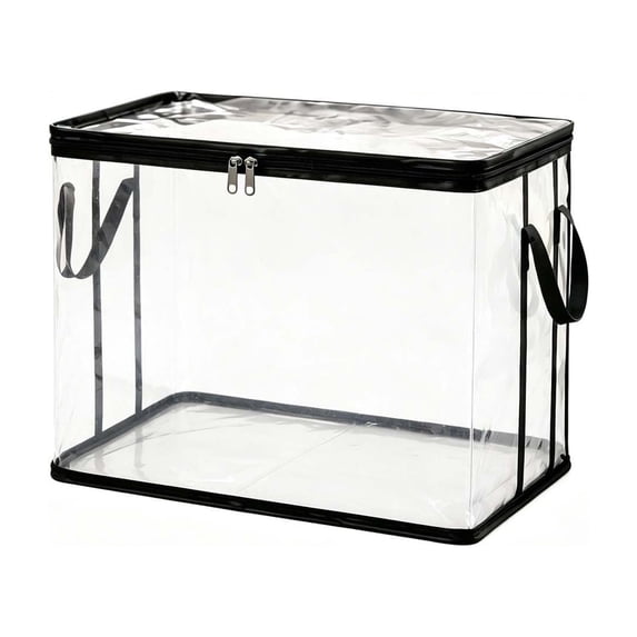 1 PCS Large Storage Transparent Box, Duty Space, 180°Flip Cover Heavy, Saving Organizer for Books/Clothes/Documents(A)