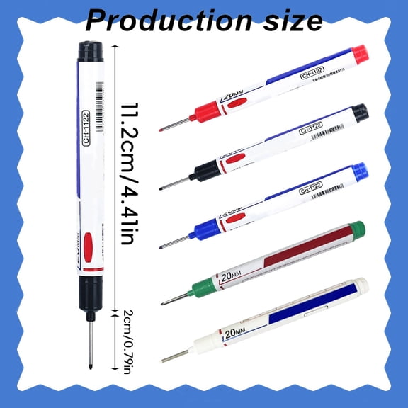 1 PCS Long Head Deep Hole Marker Pens, 20mm Long Nib Marker, 4 Color Permanent Markers, Waterproof Construction Markers Marking Tool, Longs Nose Markers, Metal Marking Pens,4.41 in(5ml),Red