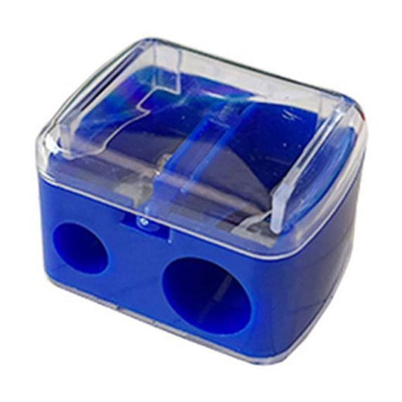 1 PCS Makeup Pencil Sharpener, Dual Hole Cosmetic Pencil Sharpener for Lip Liner Eyeliner and Brow Pencils,Cosmetic Manual Tools for Women and Makeup Artists(Blue)