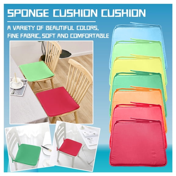 1 PCS Memory Foam Chair Cushion with Ties, Non- Square Seat Pad for Dining Office Outdoor Chairs, Removable Polyester Cover for Kitchen Patio Use