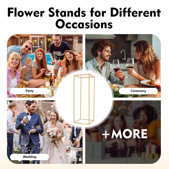 1 PCS Metal Flower Stand, Gold Flower Stand, Rectangular Flower Display Rack for Weddings, Parties, Theme Event Decorations, Celebration Ceremonies