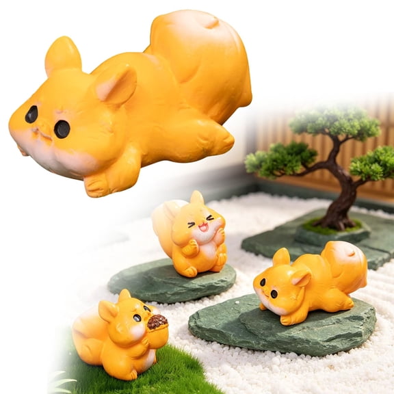 1 PCS Mini Resin Squirrel Figurine Ornament, 1.2 Inch Mini Squirrel Figurine Cake Decorations Cute Miniature Resin Sculpture Ornament Micro Landscape Office Garden Desk Party Tabletop Decor