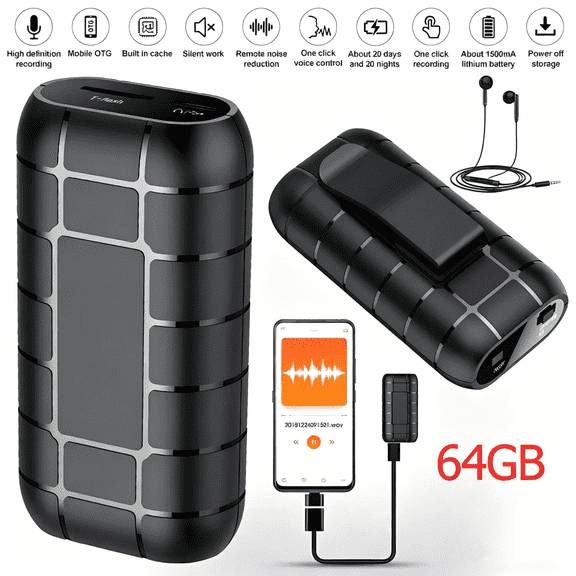 1 PCS Mini Spy Voice Activated Recorder Digital Audio Magnetic 64GB MP3 Player