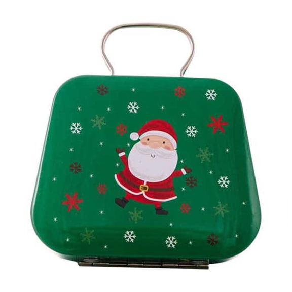 1 PCS Mini Suitcase Christmas Candy Box Tin, Party Favor Iron Small Cookie Treat Biscuits Box, for Christmas, Wedding Jewelry, Coin, Holiday Gifts（B）