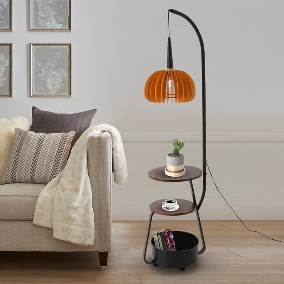 1 PCS Modern Multifunctional Floor Lamp, Standing Lamps With 2 Trays And 1 Storage Bin, Decorative Standing Light