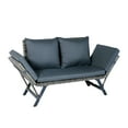 thumbnail image 1 of 1 PCS Patio Wicker Side Foldable Bench Patio Backyard Conversation Bench Grey Wicker + Dark Grey Cushion, 1 of 5