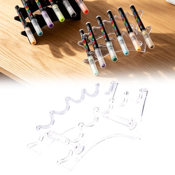 1 PCS Pen Display Stand, 6 Slots Plastic Pen Holder, Clear Pen Display Rack for Craft Shows,Acrylic Pen Holder for Desk