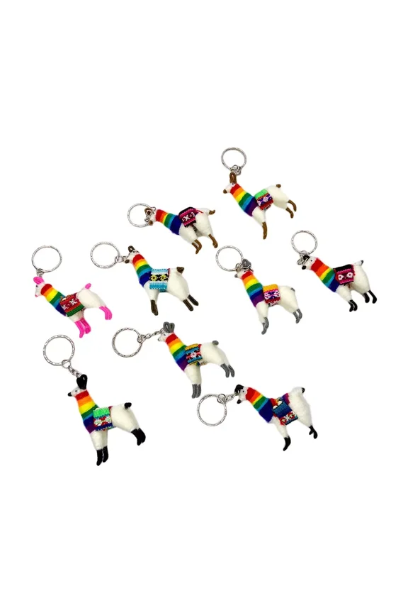 1 PCS Peru Peruvian Cute Alpaca Handmade Souvenir Textile Fabric Gift Keychain