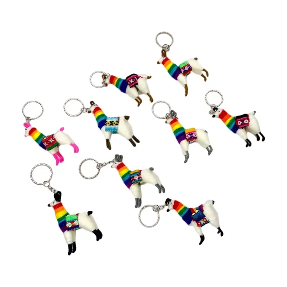 1 PCS Peru Peruvian Cute Alpaca Handmade Souvenir Textile Fabric Gift Keychain