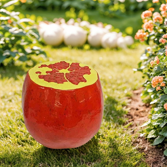 1 PCS Pomegranate Fruit Stool, 13.4"Oversized Resin Stool, Side Table, Home Decor Plant Stand Garden Indoor Outdoor Decorations, Multi-Purpose Innovative Garden Furniture