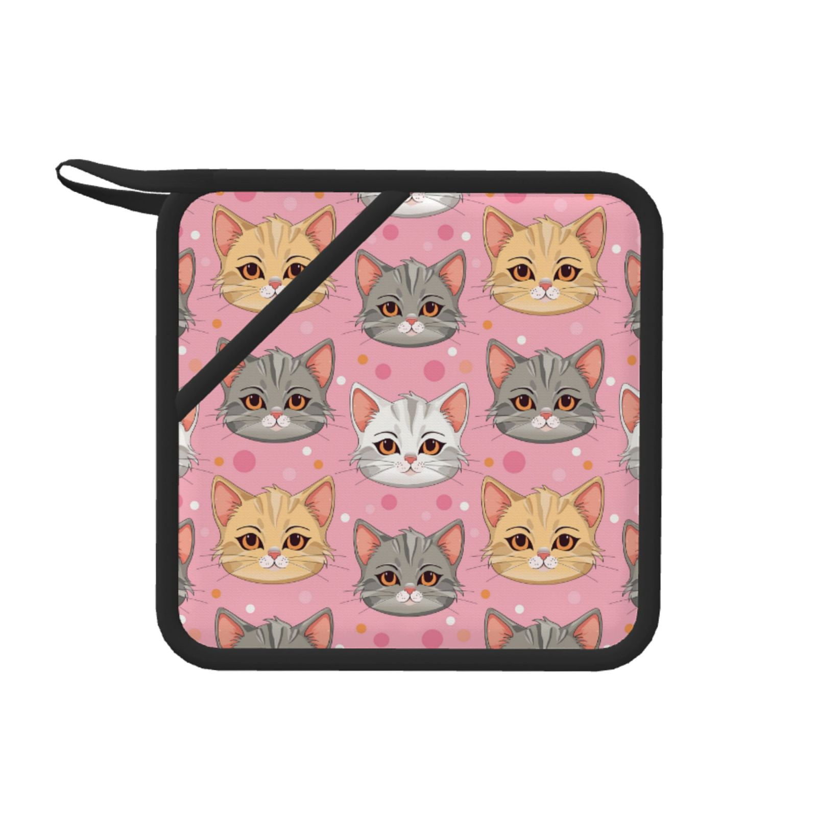 1 PCS Pot Holders for Kitchen - Cute Cartoon Cat Face Pink Heat ...