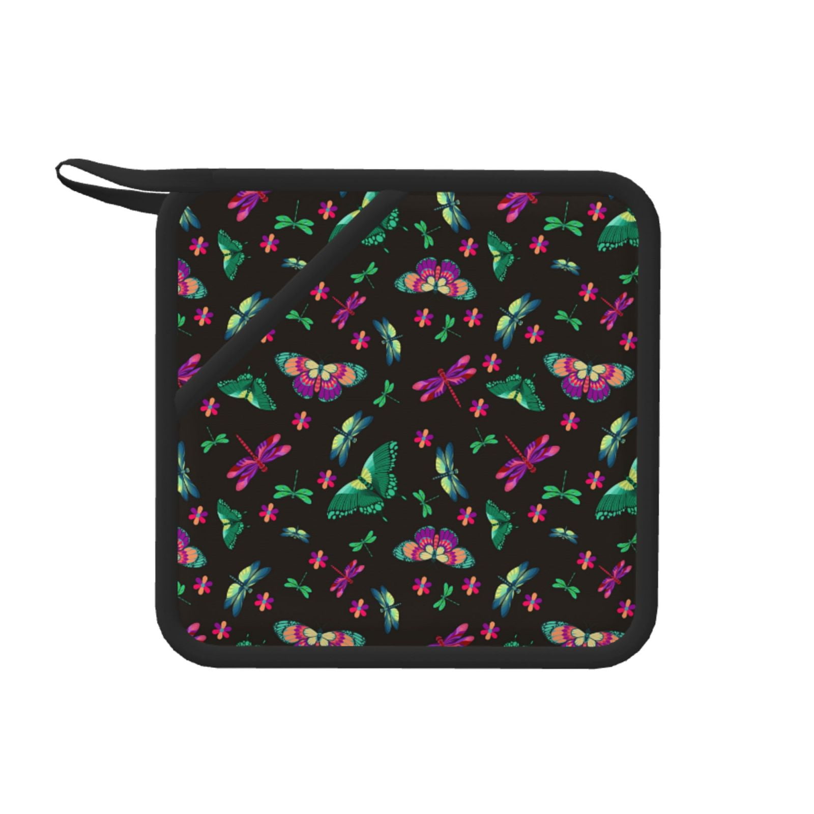 1 PCS Pot Holders for Kitchen Purple Green Dragonfly Butterfly