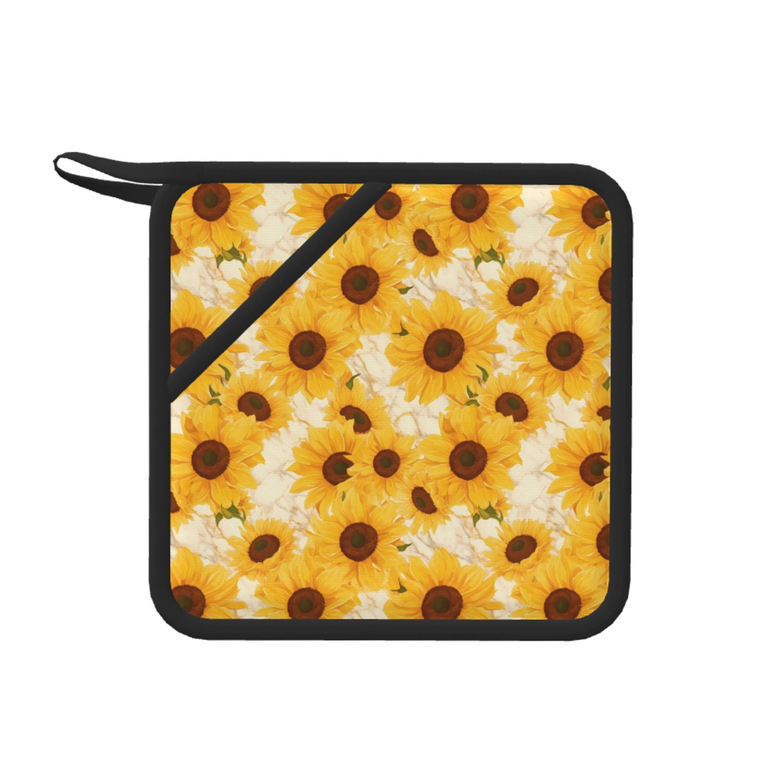 1 PCS Pot Holders for Kitchen Vintage Marble Pattern Sunflower Heat