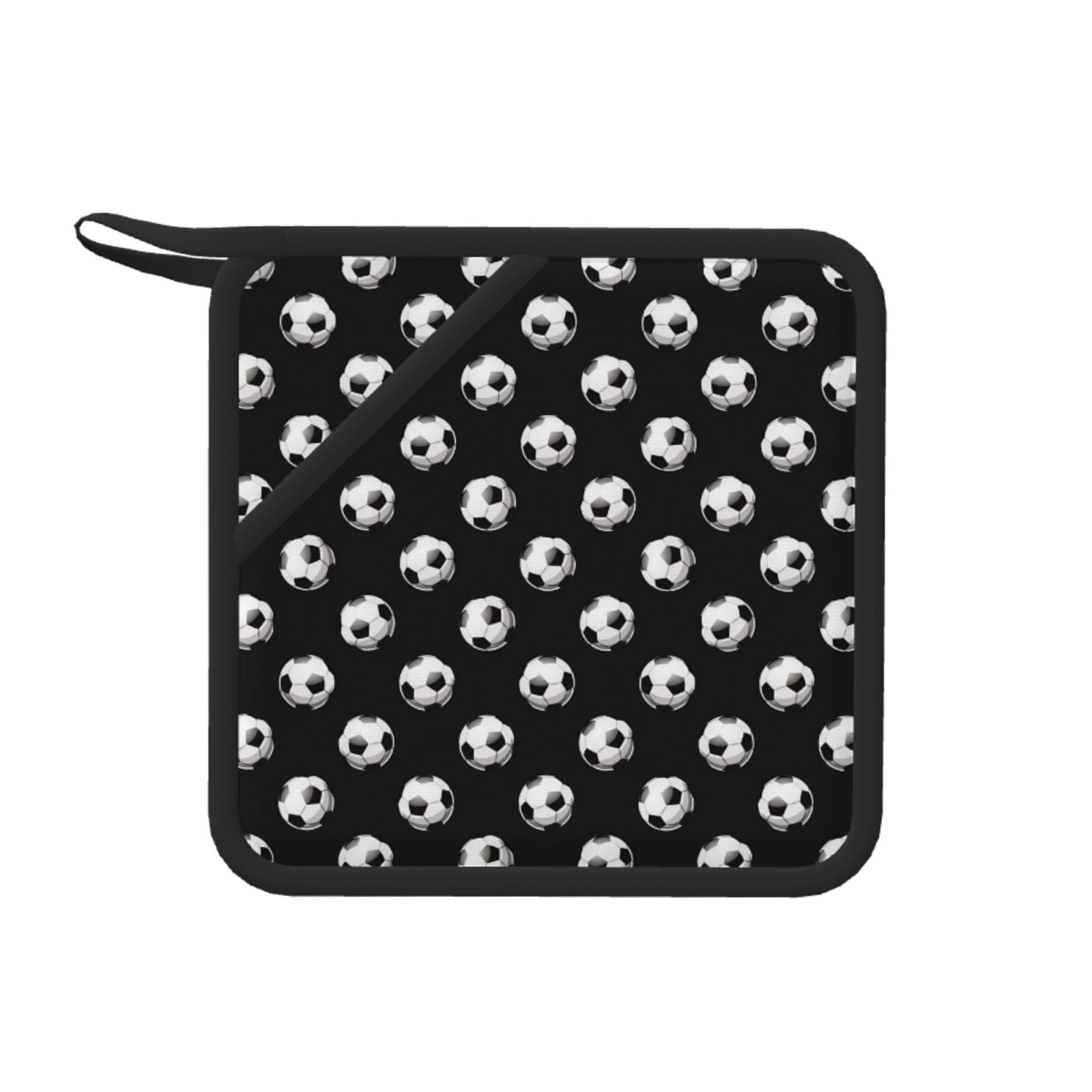 1 PCS Pot Holders for Kitchen football soccer ball black Silicone Pot Holders with Hanging