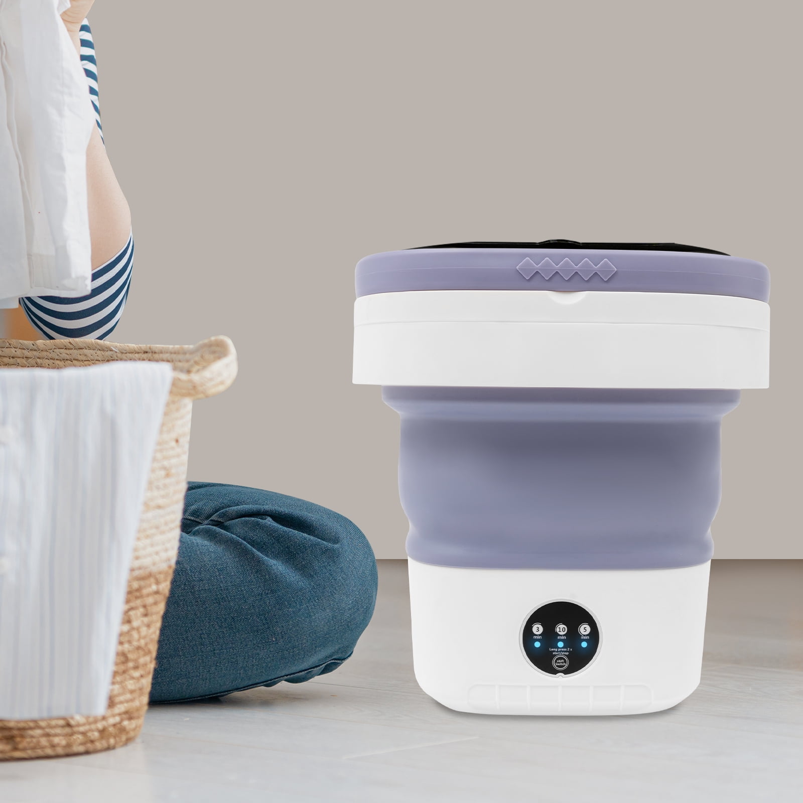 1 PCS Purple 30*30*33cm/11.8*11.8*13in Portable Washing Machine, Mini Foldable Washing Machine, Large Capacity Foldable Washing Machine