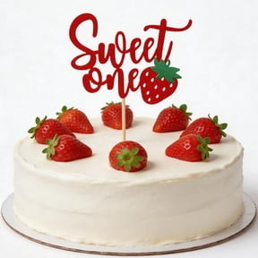 1 PCS Red Glitter Berry Cake Topper Sweet One Cake Topper for Berry 1st Birthday StrawberryThemed 1st Birthday Party Cake Decorations