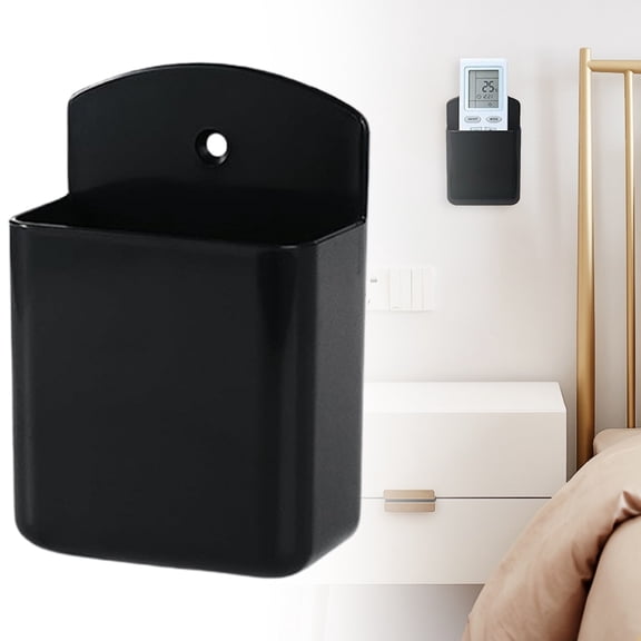 1 PCS Remote Control Holders Wall Mount, TV Air Conditioner Remote Control Holder, Wall Mount Storage Box Organizer Wall Pen Holder Storage for Home Office School(Black)