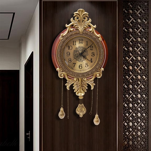 1 PCS  Retro Wall Clock with Swinging Pendulum, Silent Clock, Wall Clock  for decorating the living room, hallway, office, study, bedroom, dining room, hall