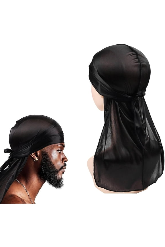 1 PCS Silky Durag, Long Tail durag for Men Women, Silk Durag for 360 Waves Dreadlocks, Breathable Pirate Headwraps Cap, Wrinkle Free Satin Fashion Headbands