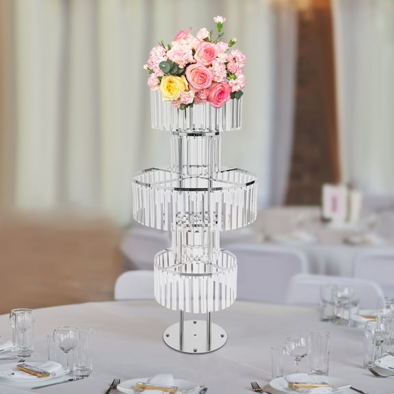 1 PCS Silver Flower Stand for Wedding, 5-tier Flower Stand, Elegant Flowers Stand for Party Weddings