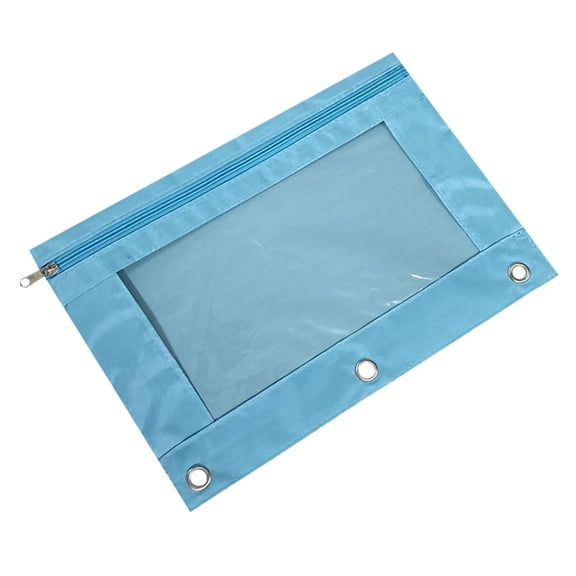 1 PCS Single Layer Zipper Binder Pencil Pouch, 3 Ring Binder Pencil Pouch with Zipper Window Clear Pen Bag Case for Office and Classroom Supplies, Random Colors(As Shown)
