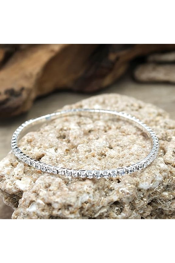 1 PCS Single Row Elastic Thin Bracelet 2mm Claw Chain Rhinestone Bangle European American Style Crystal Tennis Chain Christmas Gift
