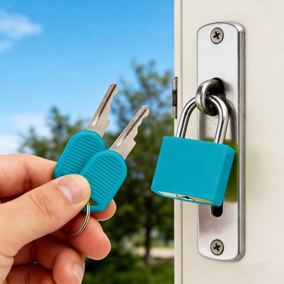 1 PCS Small Padlock with Key, Suitcase Small Locks with Keys, Mini Keyed Padlock, Metal Padlock Luggage Padlocks Plastic-Covered Copper Keyed for Suitcase, Backpack, Boxes, Laptop Bag(Sky Blue)