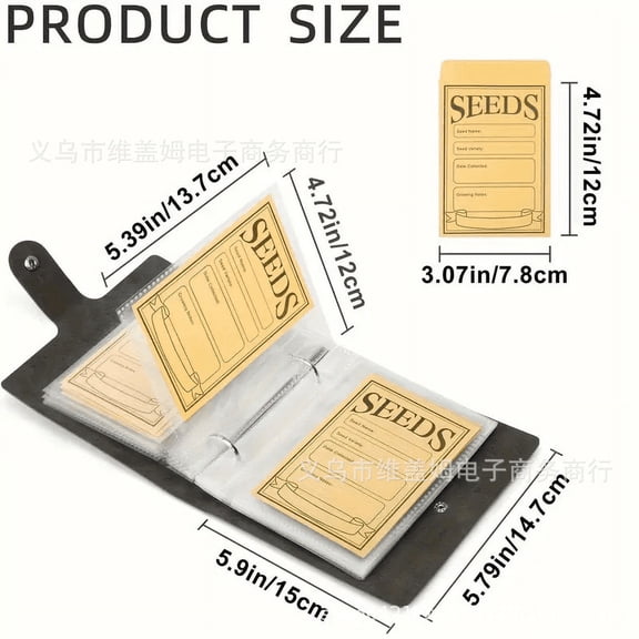1 PCS Small Resealable Seed Envelopes with Clear Window, L15xW14xH3cm Brown Kraft Paper Seed Packets Envelopes with Preprinted Seed Collecting Template for Seed Storage, Seed Organizer(Brown)