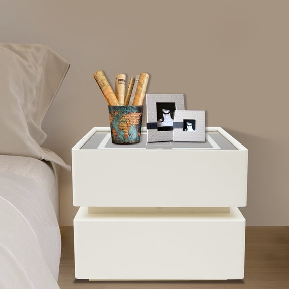 1 PCS Smart Nightstand, Smart Nightstand with Wireless Charging Station, Modern End Table with Wireless Charging Station and LED Lights