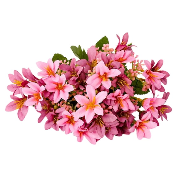 1 PCS Spring Flowers Artificial Lilies Bouquet Fake Easter Cemetery Flowers Silk Flower Arrangements for Vase Home Table Centerpieces Wedding Indoor Grave Decorations (Pueple)
