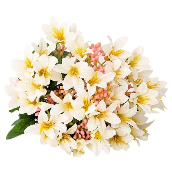 1 PCS Spring Flowers Artificial Lilies Bouquet Fake Easter Cemetery Flowers Silk Flower Arrangements for Vase Home Table Centerpieces Wedding Indoor Grave Decorations (Champagne)