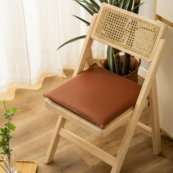 1 PCS Square PU Leather Chair Pads, Waterproof Non-Slip Soft Memory Foam Kitchen Dining Chair Seat Cushion with Removable Cover