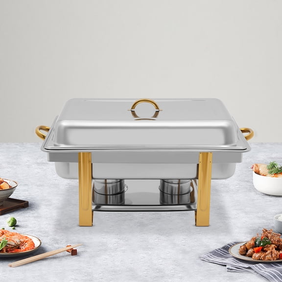 1 PCS Stainless Steel 9L Stainless Steel Chafer Chafing Dish Sets Buffet Catering Pans Folding Frame, Only for Cooking
