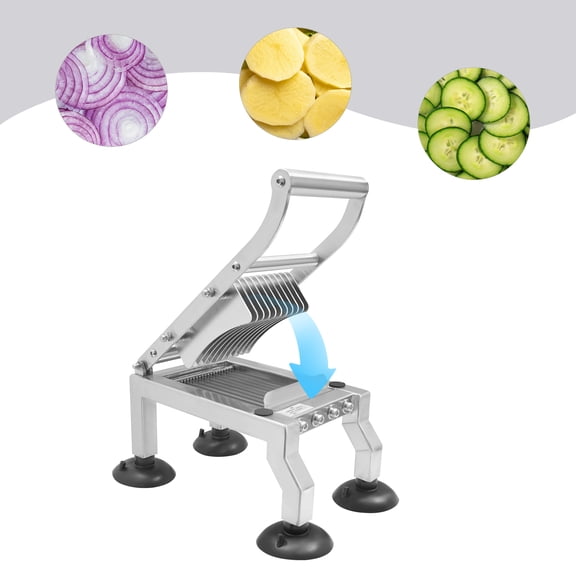 1 PCS Stainless Steel Slicer Tool with 4 Suction Cups, Commercial Tomato Slicer, 10mm Thickness Manual Cutter