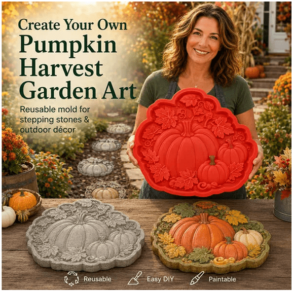 1 PCS Stepping Stone Mold 2026, Reusable Concrete Craft Kit for Flower Bed Backyard Layout & Distinctive Handmade Gift Making(Pumpkin)