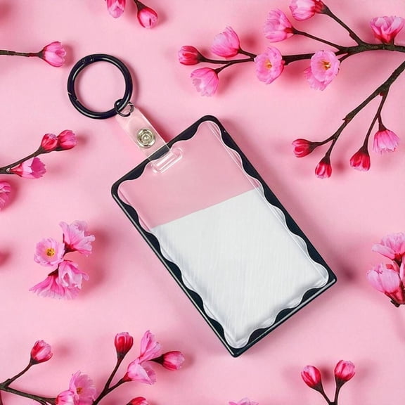 1 PCS Transparent ID Card Holder with Keychain for Campus Transit Work Protects Student ID Smart Card Access Pass