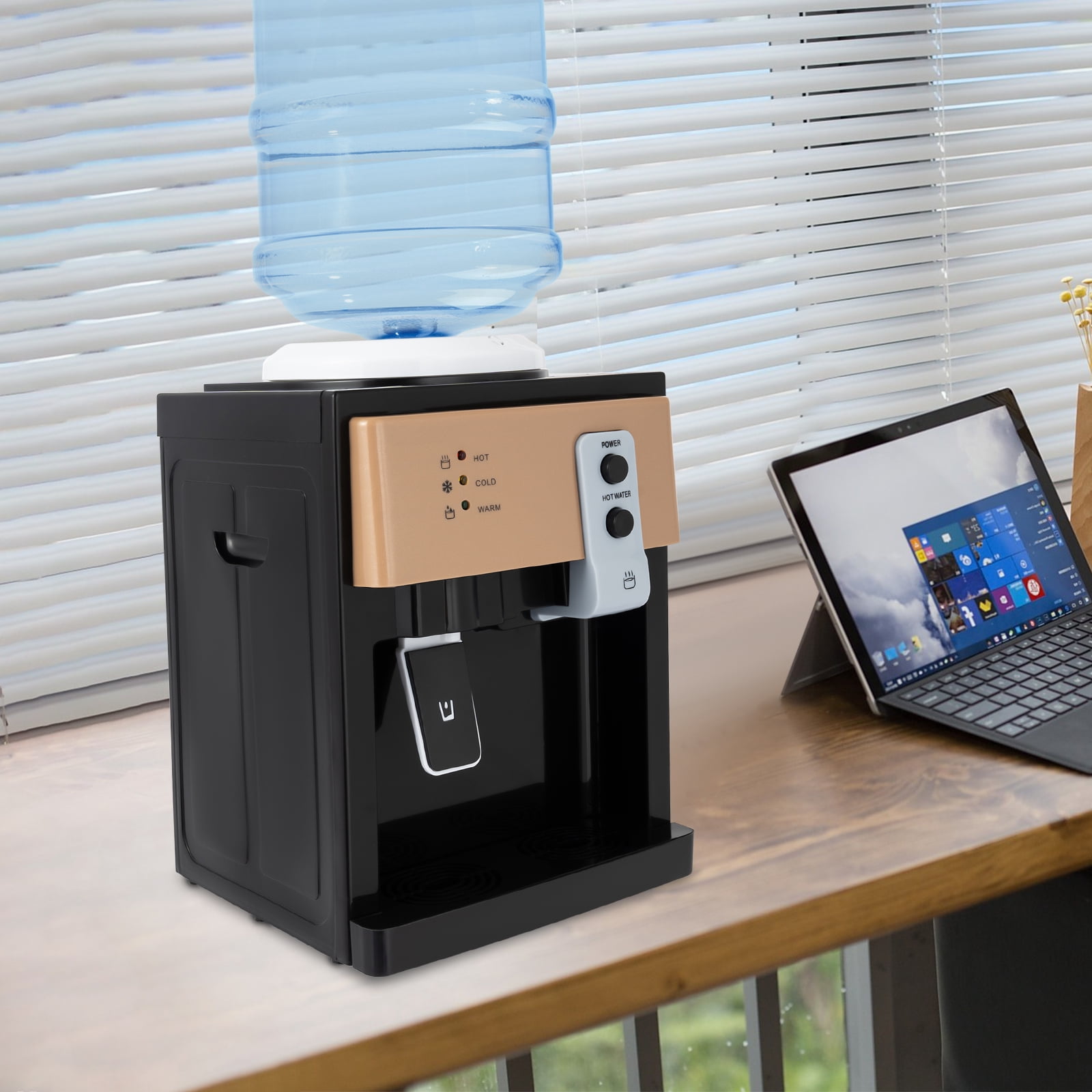 1 PCS  Water Dispenser Countertop Water Dispenser Top Loading Hot Cold Water Cooler Drinking Machine Champagne Gold and Black