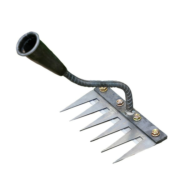 1 PCS Weeding Puller Tool Teeth Steel Garden Weeding Rake Rake for Weeding, Rake for Vegetable Gardening Backyard Farm Weeding Farm Uprooting (5/6 Teeth)