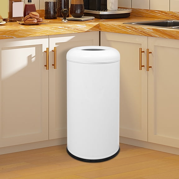 1 PCS White 201 Stainless Steel Rubbish Bin Cylindrical Industrial Waste Container Commercial Trash Can 58.6L/15.48Gal for home, commercial, or industrial use
