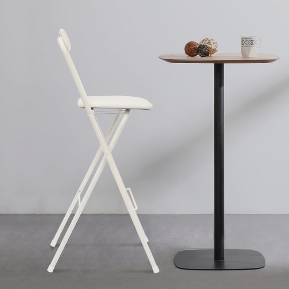 1 PCS White 42*48*105cm/16.54*18.9*41.34in Foldable Bar Chair, Tall Folding Chair, Portable Folding Stool