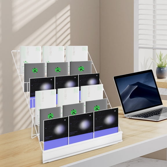 1 PCS White 6 Tiers Tabletop Book Rack, Magazine Rack for Table Top, Book Display Stand, Total Load-bearing Capacity: 20kg/44lbs