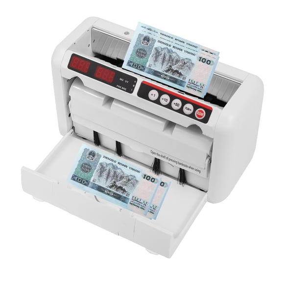 1 PCS White Battery Operated Money Counter Machine, Portable Rechargeable Money Counter, Bill Counter Machine